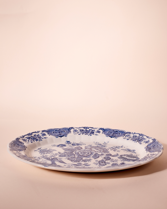 Plat en porcelaine bleue et blanche Windsor – Années 60, made in England