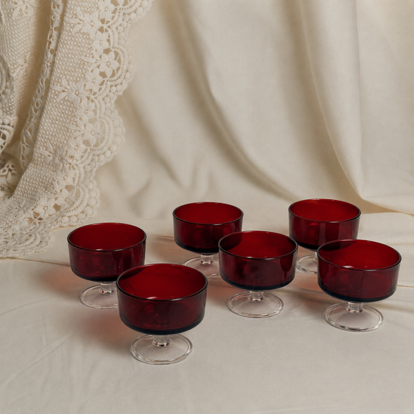 Lot de 8 coupes Luminarc rouge rubis