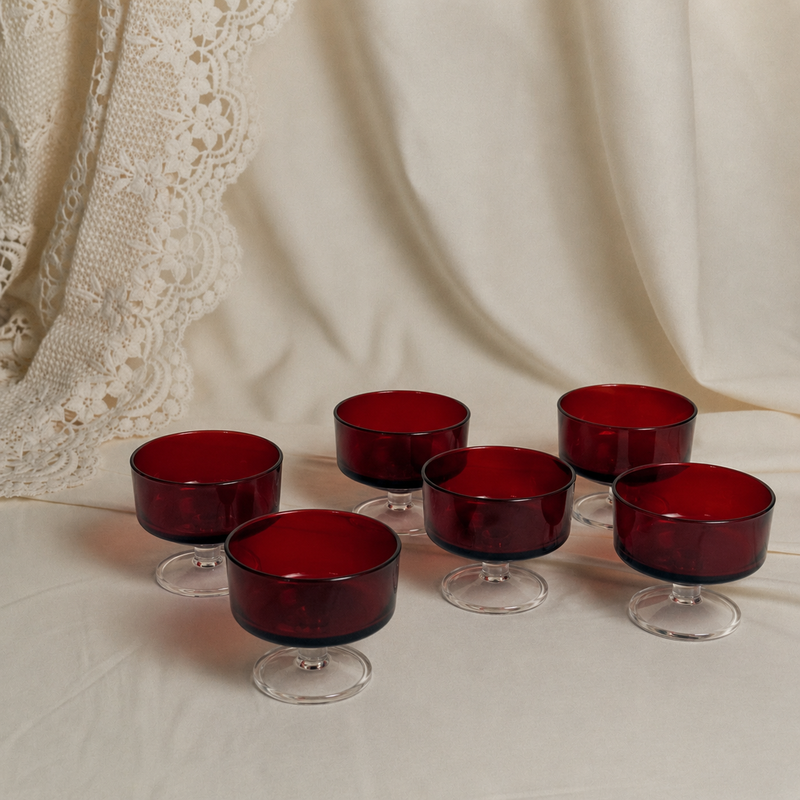 Lot de 8 coupes Luminarc rouge rubis