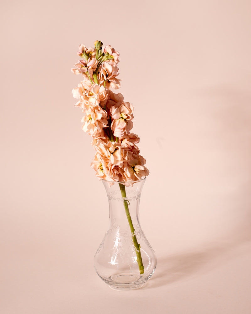 Vase vintage en cristal gravé – Motifs floraux, fabrication anglaise